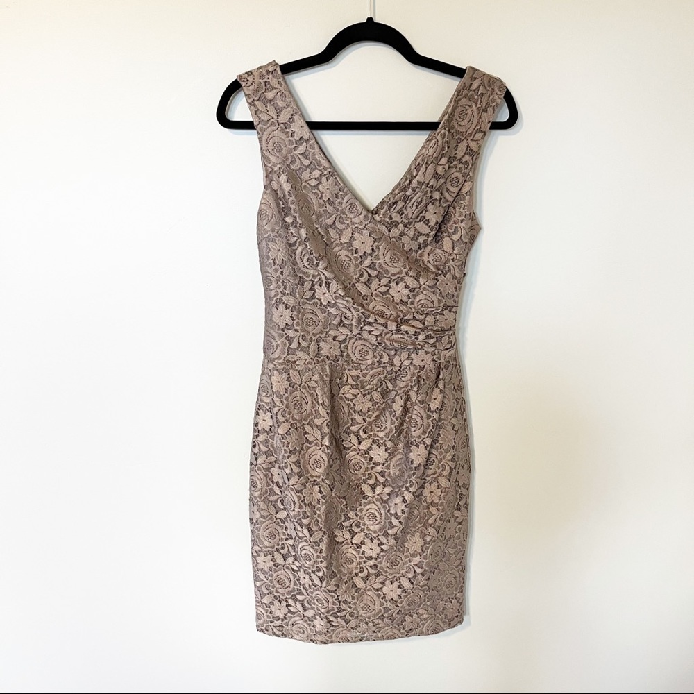 Reiss lace draped sheath dress bronze size 4